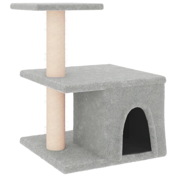 Rascador para gatos con postes de sisal gris claro 48 cm