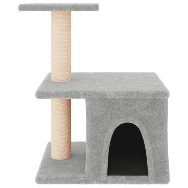 Rascador para gatos con postes de sisal gris claro 48 cm