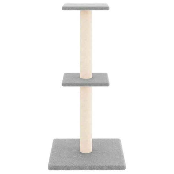 Rascador para gatos con postes de sisal gris claro 73 cm