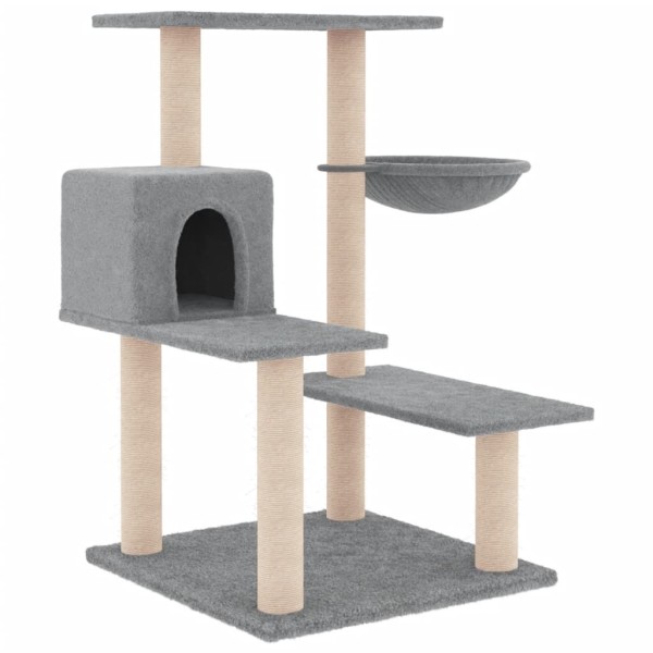 Rascador para gatos con postes de sisal gris claro 82,5 cm