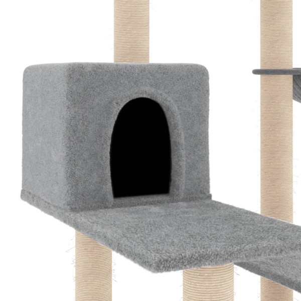 Rascador para gatos con postes de sisal gris claro 82,5 cm