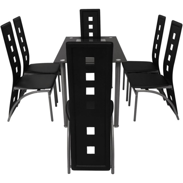 Conjunto de comedor de siete piezas negro