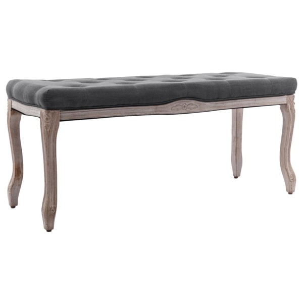 Banco lino y madera maciza gris oscuro 110x38x48 cm