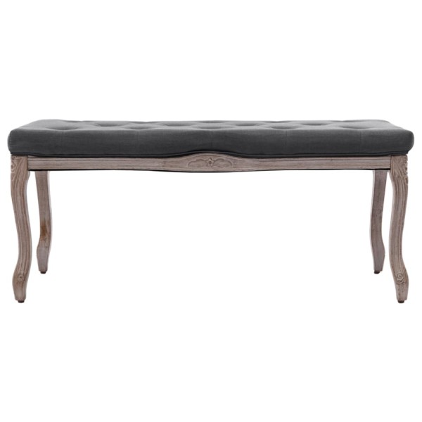 Banco lino y madera maciza gris oscuro 110x38x48 cm