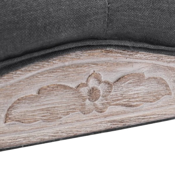 Banco lino y madera maciza gris oscuro 110x38x48 cm