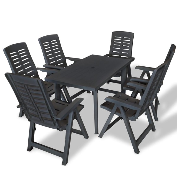 Set de comedor de jardín 7 piezas plástico gris antracita