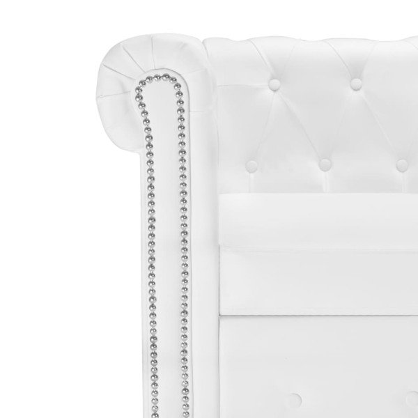 Sofá Chesterfield en forma L cuero artificial blanco