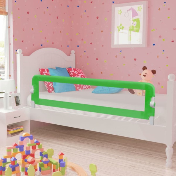 Barandilla de seguridad cama de niño 2 uds verde 150x42 cm