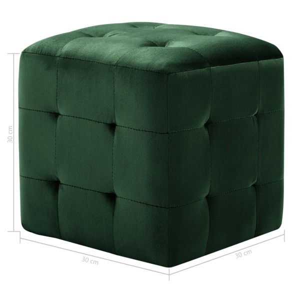 Puf 2 unidades terciopelo verde 30x30x30 cm