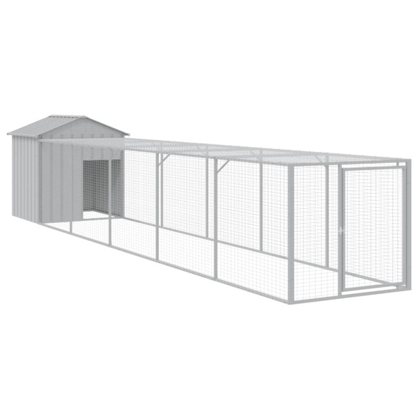 Gallinero con corral acero galvanizado gris claro 117x609x123cm