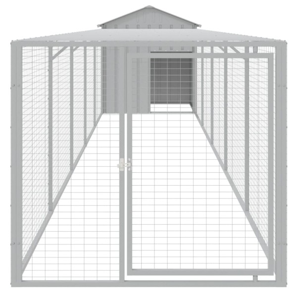 Gallinero con corral acero galvanizado gris claro 117x609x123cm