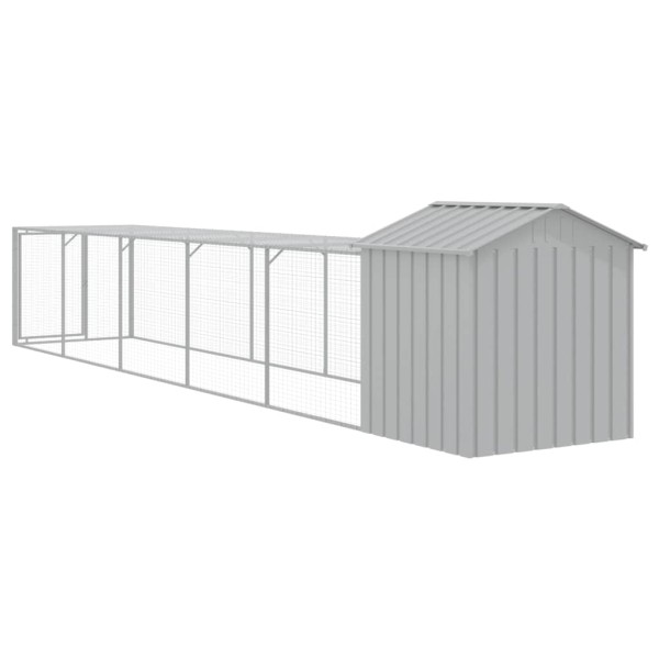 Gallinero con corral acero galvanizado gris claro 117x609x123cm