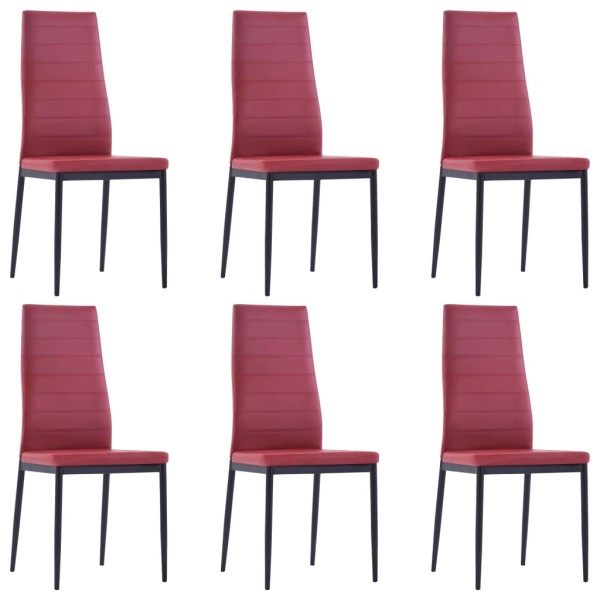 Conjunto de mesa y sillas de comedor 7 piezas color vino tinto