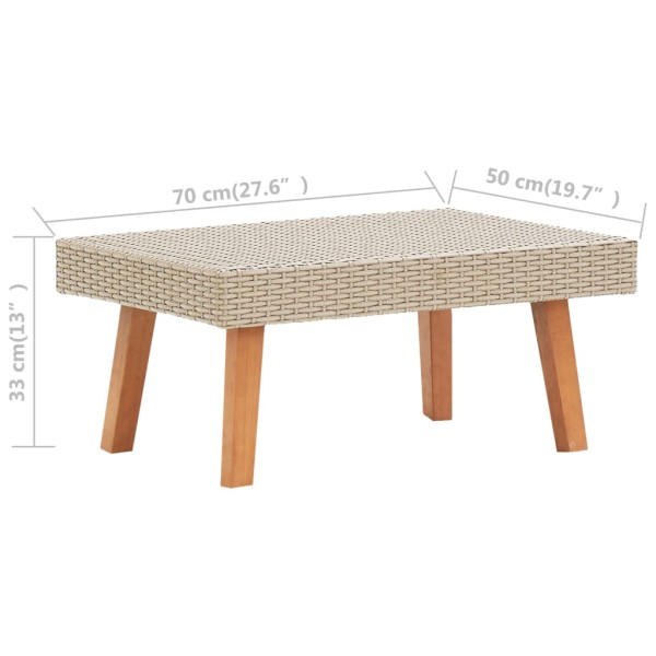 Set de muebles de jardín 3 pzas y cojines ratán sintético beige