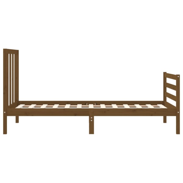 Estructura cama y cabecero madera maciza marrón miel 100x200 cm