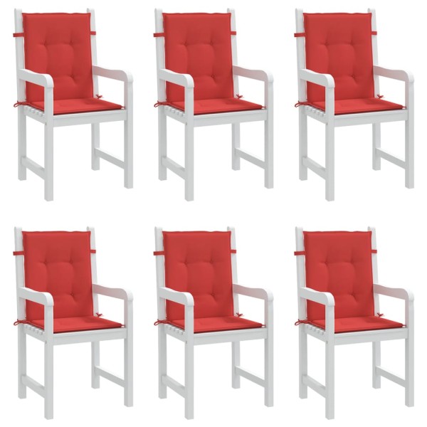 Cojín silla jardín respaldo bajo 6 uds tela Oxford rojo