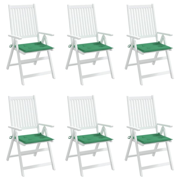 Cojines de silla de jardín 6 uds tela Oxford verde 40x40x3 cm