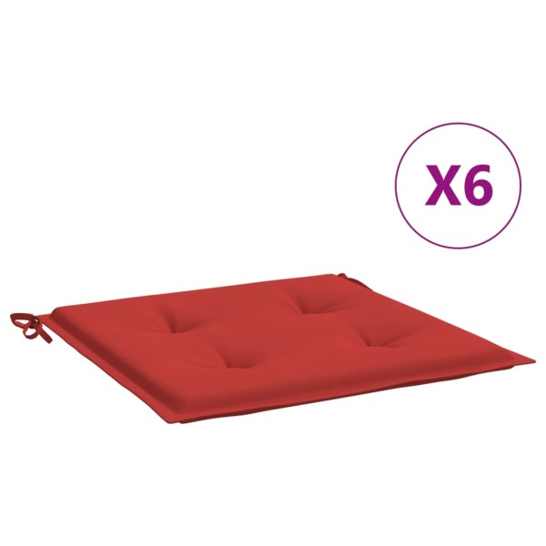 Cojines de silla de jardín 6 uds tela Oxford rojo 50x50x3 cm