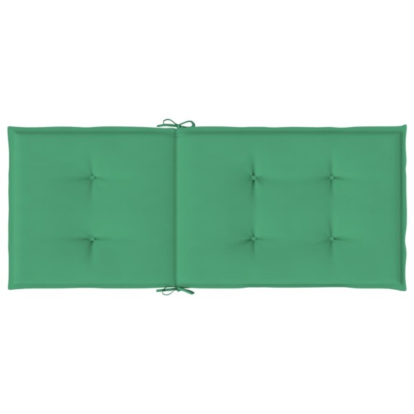 Cojín silla de jardín respaldo alto 6 uds tela verde 120x50x3cm