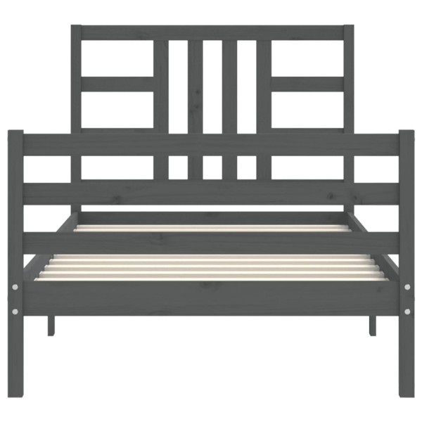 Estructura de cama con cabecero madera maciza gris 100x200 cm