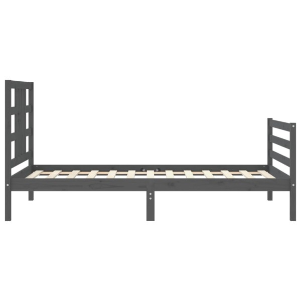 Estructura de cama con cabecero madera maciza gris 100x200 cm