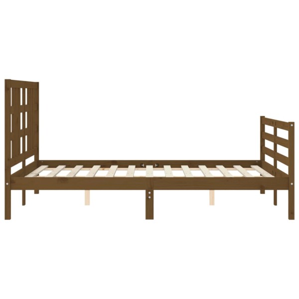 Estructura cama y cabecero madera maciza marrón miel 140x200 cm