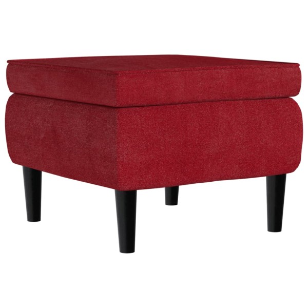 Taburete con patas de madera terciopelo rojo tinto