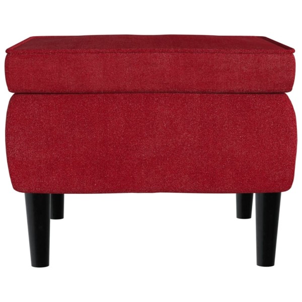 Taburete con patas de madera terciopelo rojo tinto