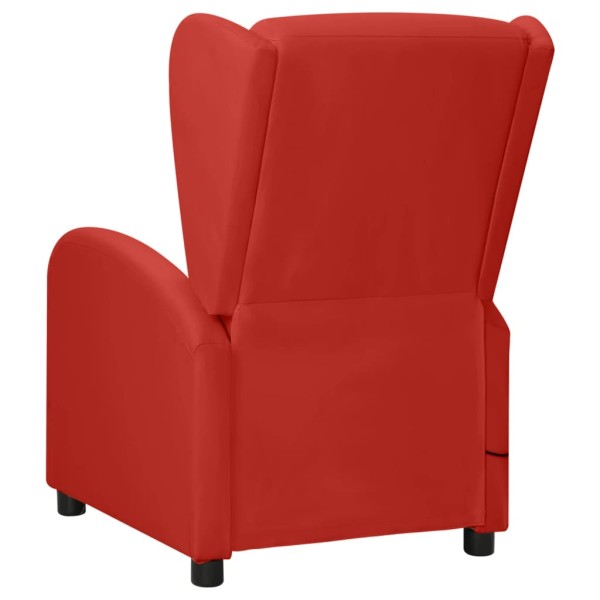 Sillón orejero de masaje de cuero sintético rojo tinto