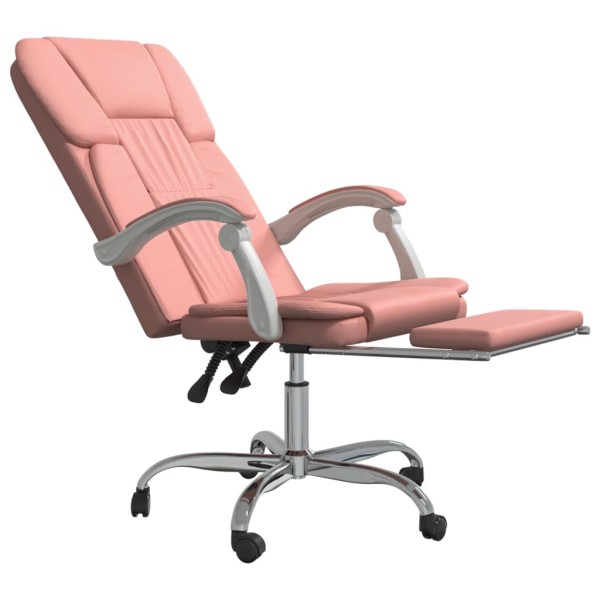 Silla de oficina reclinable cuero sintético rosa