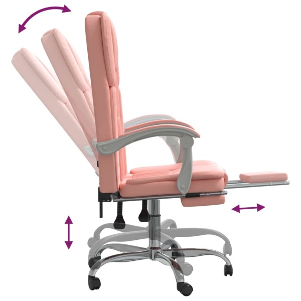 Silla de oficina reclinable cuero sintético rosa