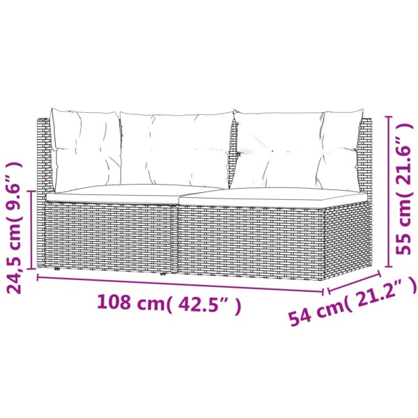 Set de muebles de jardín 2 pzas y cojines ratán sintético negro