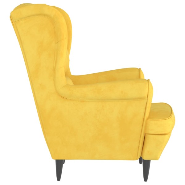 Sillón de terciopelo amarillo mostaza