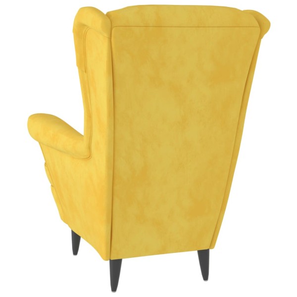 Sillón de terciopelo amarillo mostaza