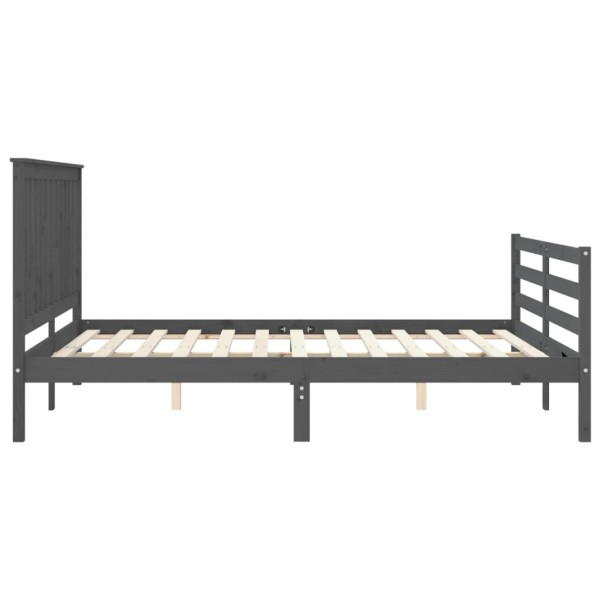 Estructura de cama con cabecero madera maciza gris 160x200 cm