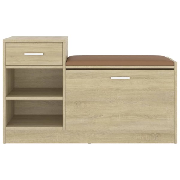 Banco zapatero madera de ingeniería roble Sonoma 94,5x31x57 cm