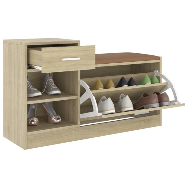 Banco zapatero madera de ingeniería roble Sonoma 94,5x31x57 cm