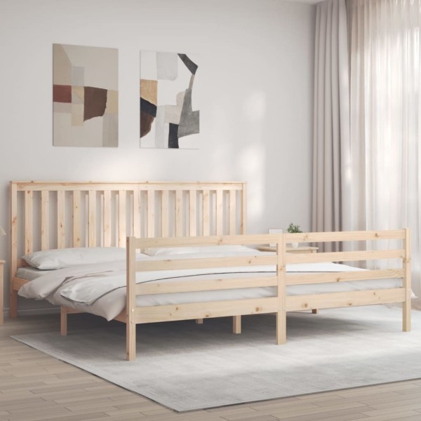 Estructura de cama con cabecero madera maciza 200x200 cm