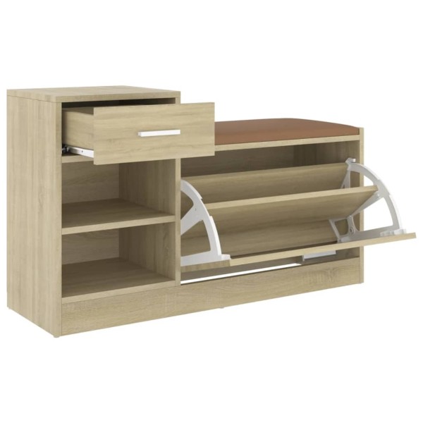 Banco zapatero madera de ingeniería roble Sonoma 94,5x31x57 cm