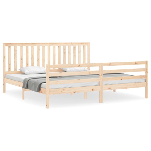 Estructura de cama con cabecero madera maciza 200x200 cm