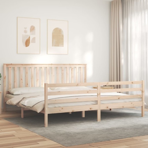 Estructura de cama con cabecero madera maciza 200x200 cm