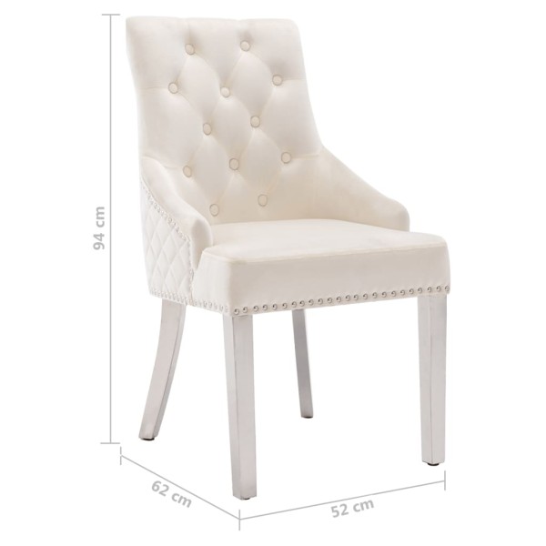 Silla de comedor de terciopelo crema