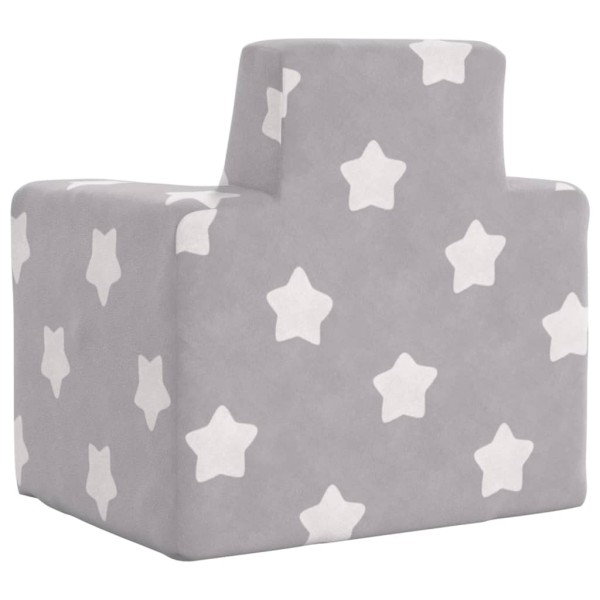 Sofá para niños felpa suave gris claro con estrellas