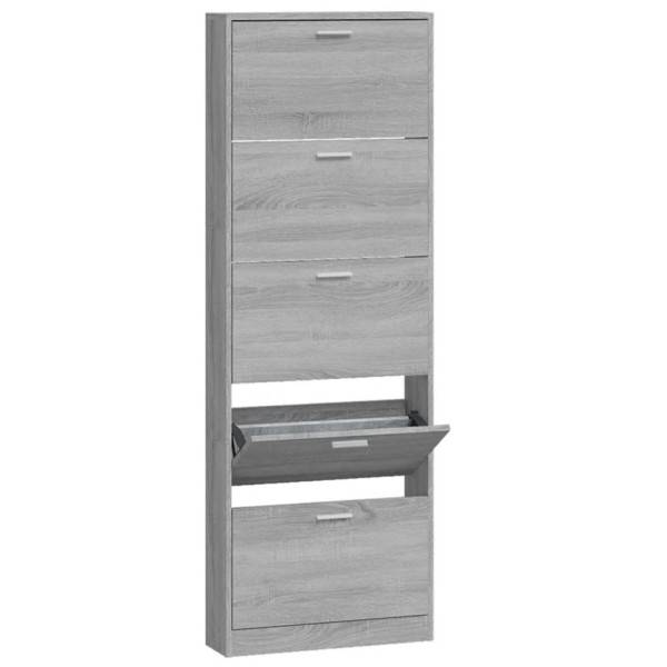 Mueble zapatero madera contrachapada gris Sonoma 59x17x169 cm