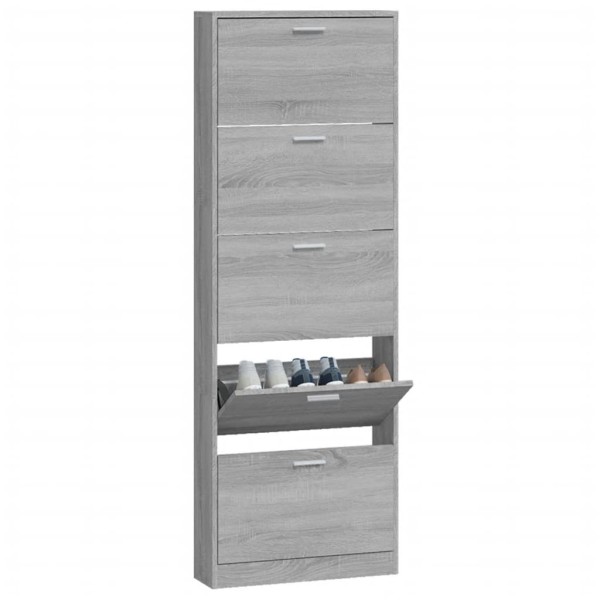 Mueble zapatero madera contrachapada gris Sonoma 59x17x169 cm