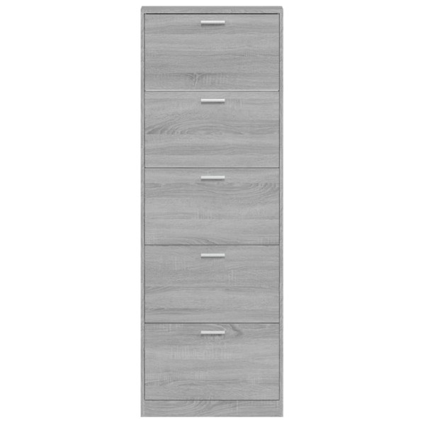 Mueble zapatero madera contrachapada gris Sonoma 59x17x169 cm