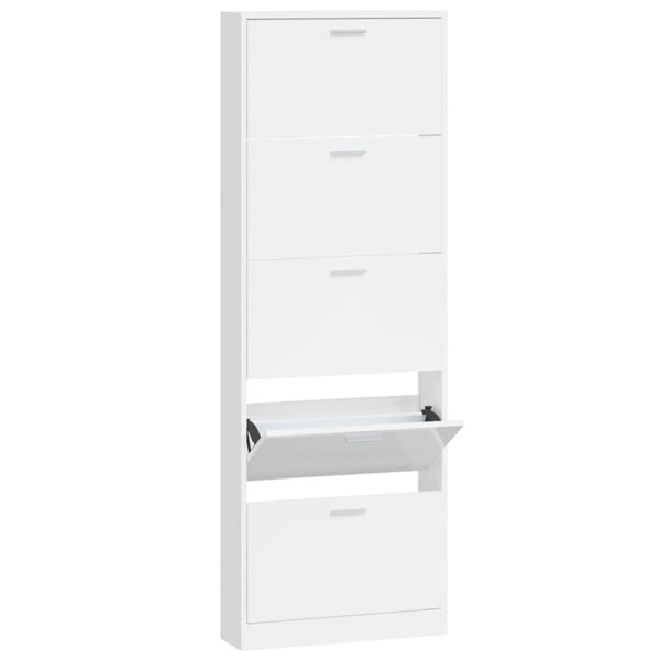 Mueble zapatero madera contrachapada blanco brillo 59x17x169 cm