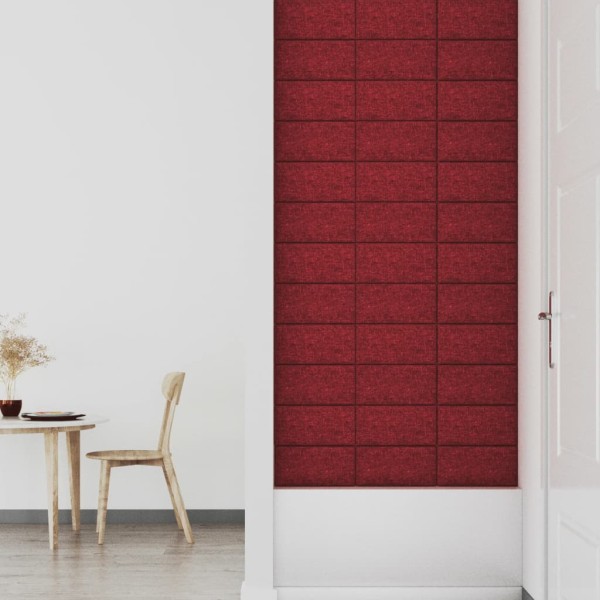 Paneles de pared 12 uds tela rojo tinto 30x15 cm 0,54 m²