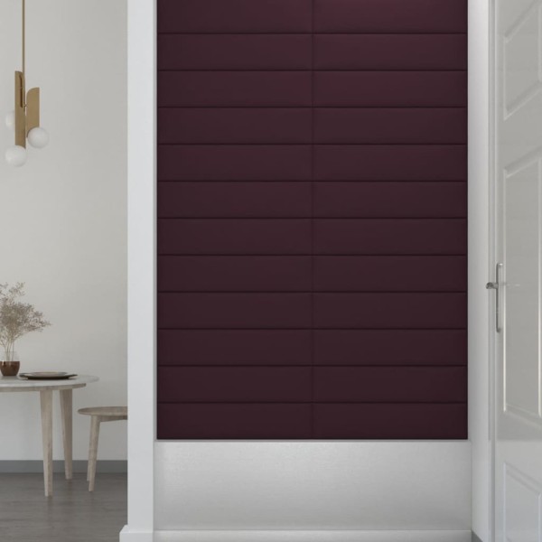 Paneles de pared 12 uds tela morado 60x15 cm 1,08 m²