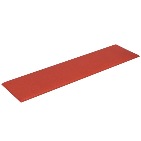 Paneles de pared 12 uds cuero sintético rojo 60x15 cm 1,08 m²